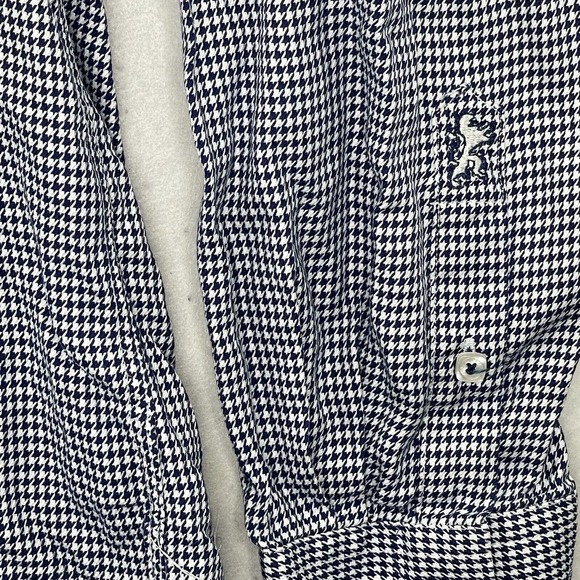 Bugatchi Mens Button Up Dress Shirt Size XL Shaped Fit Houndstooth Plaid - Picture 12 of 16